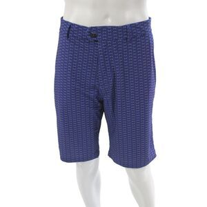 Greyson Men Blue Bee Print Chino Shorts Polyester Blend Size 38
